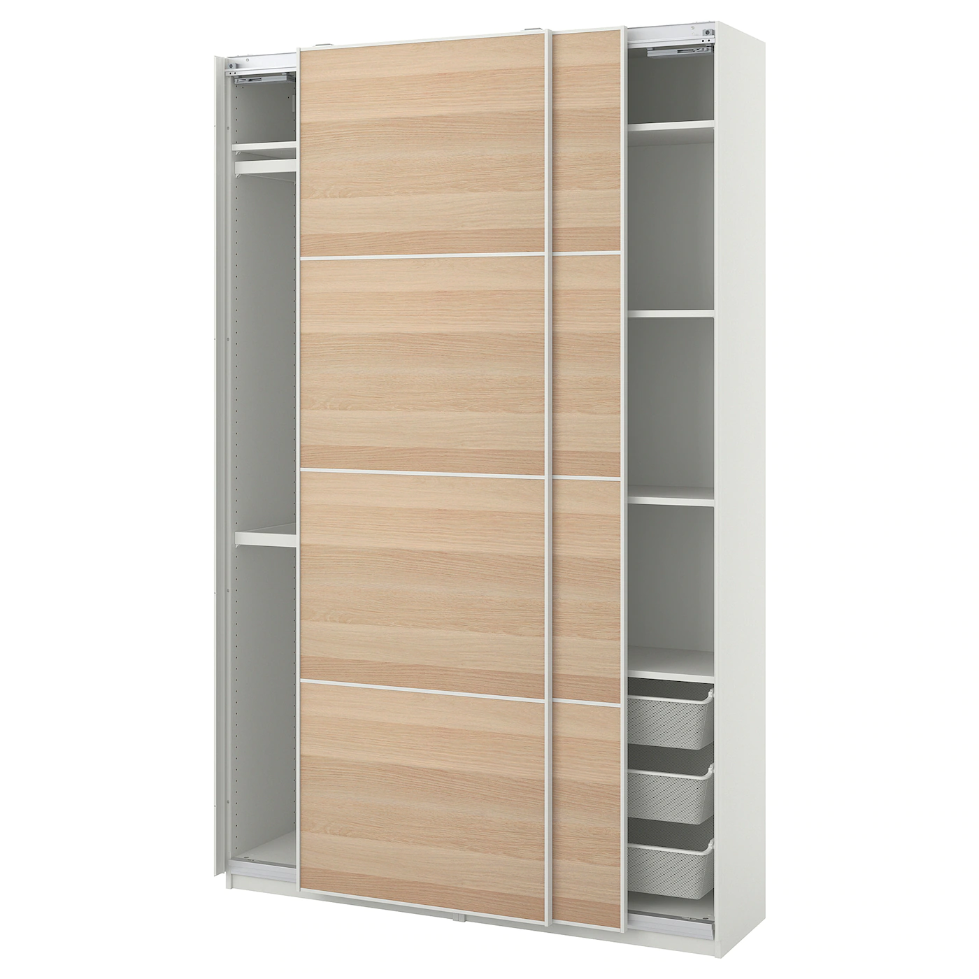 IKEA PAX / MEHAMN Wardrobe Combination White/white Stained Oak Effect 59x17 3/8x93 1/8 "