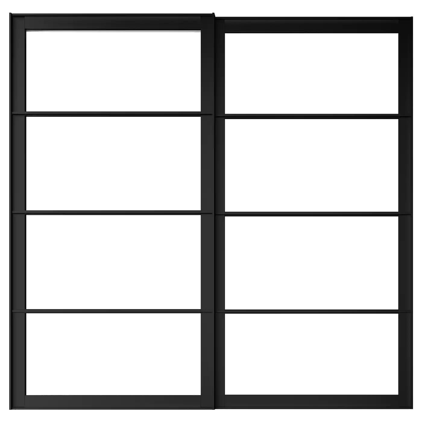IKEA PAX Pair Of Sliding Door Frames & Rail Black 59x79 1/8 "