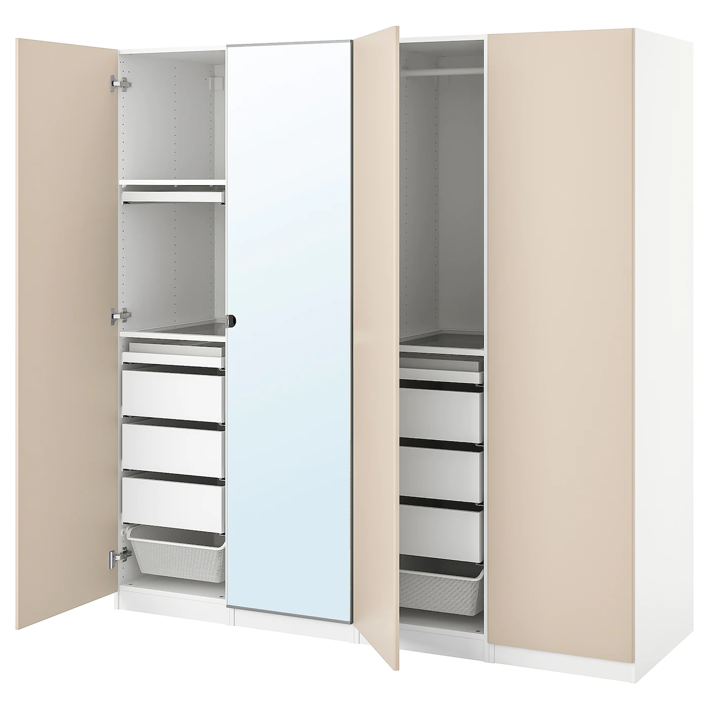 IKEA PAX / REINSVOLL/VIKEDAL Wardrobe Combination White/graybeige Mirror Glass 78 3/4x23 5/8x79 1/4 "