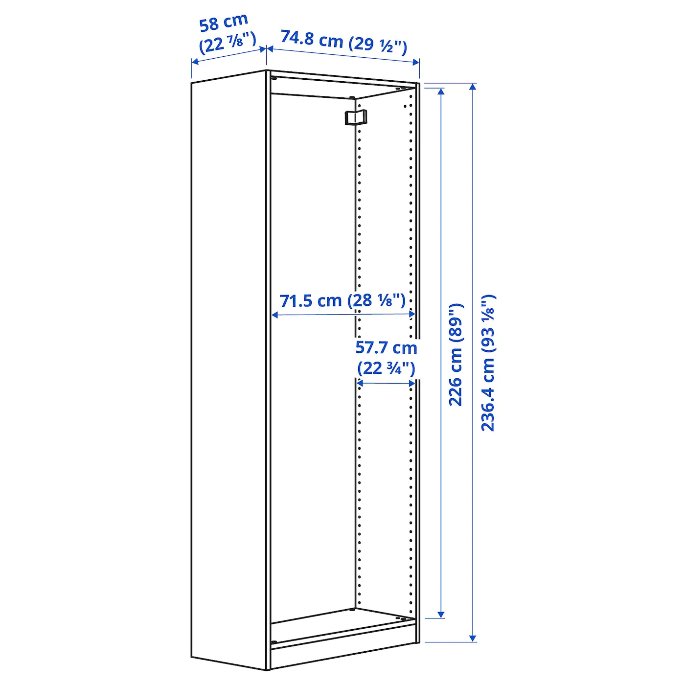 IKEA PAX Wardrobe Frame White 29 1/2x22 7/8x92 7/8 " 6 IKEA PAX Wardrobe Frame White 29 1/2x22 7/8x92 7/8 " - Image 4