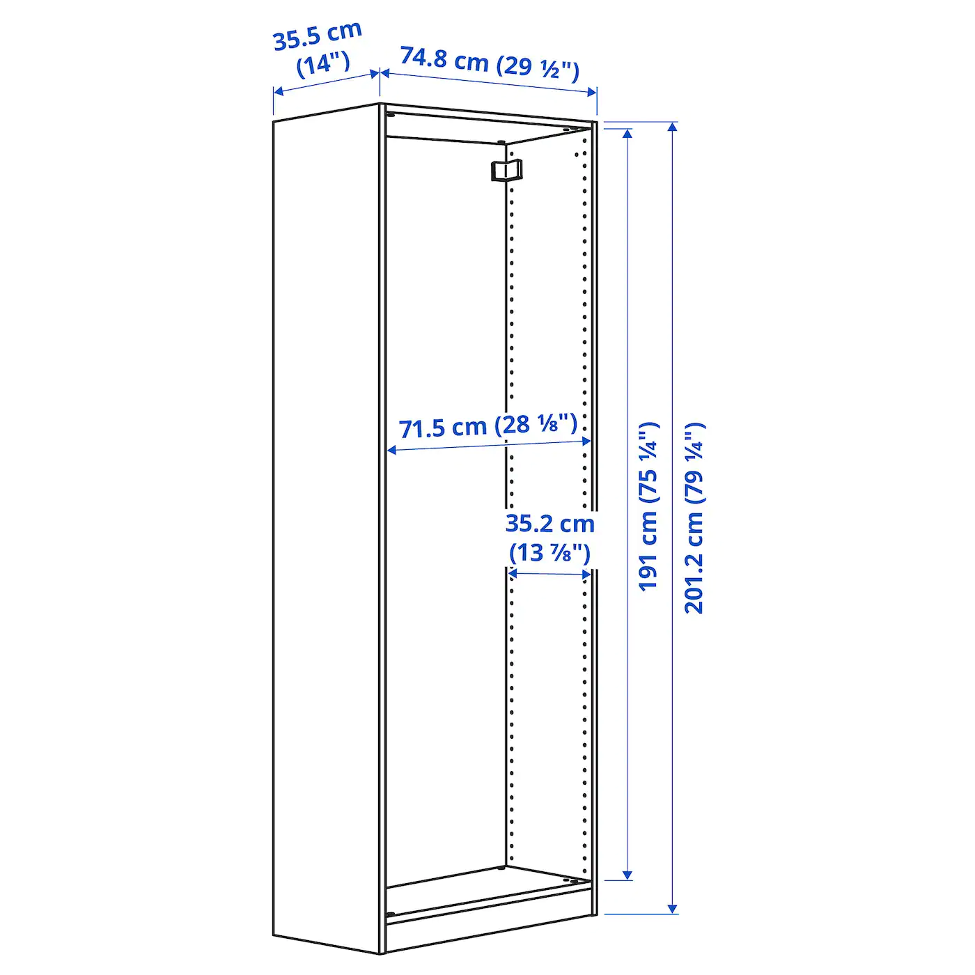 IKEA PAX Wardrobe Frame White 29 1/2x13 3/4x79 1/8 " 6 IKEA PAX Wardrobe Frame White 29 1/2x13 3/4x79 1/8 " - Image 4
