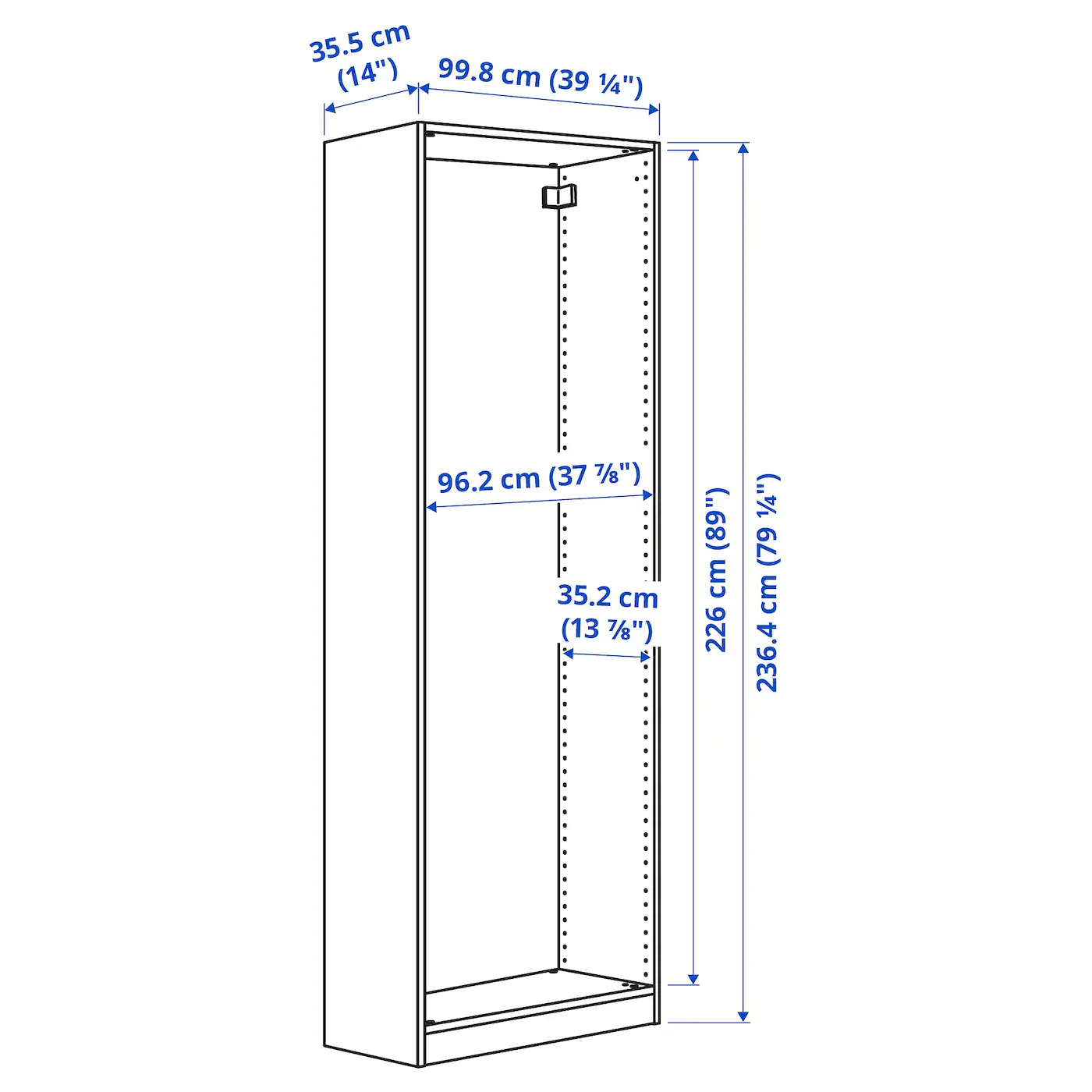IKEA PAX Wardrobe Frame White 39 3/8x13 3/4x92 7/8 " 6 IKEA PAX Wardrobe Frame White 39 3/8x13 3/4x92 7/8 " - Image 4