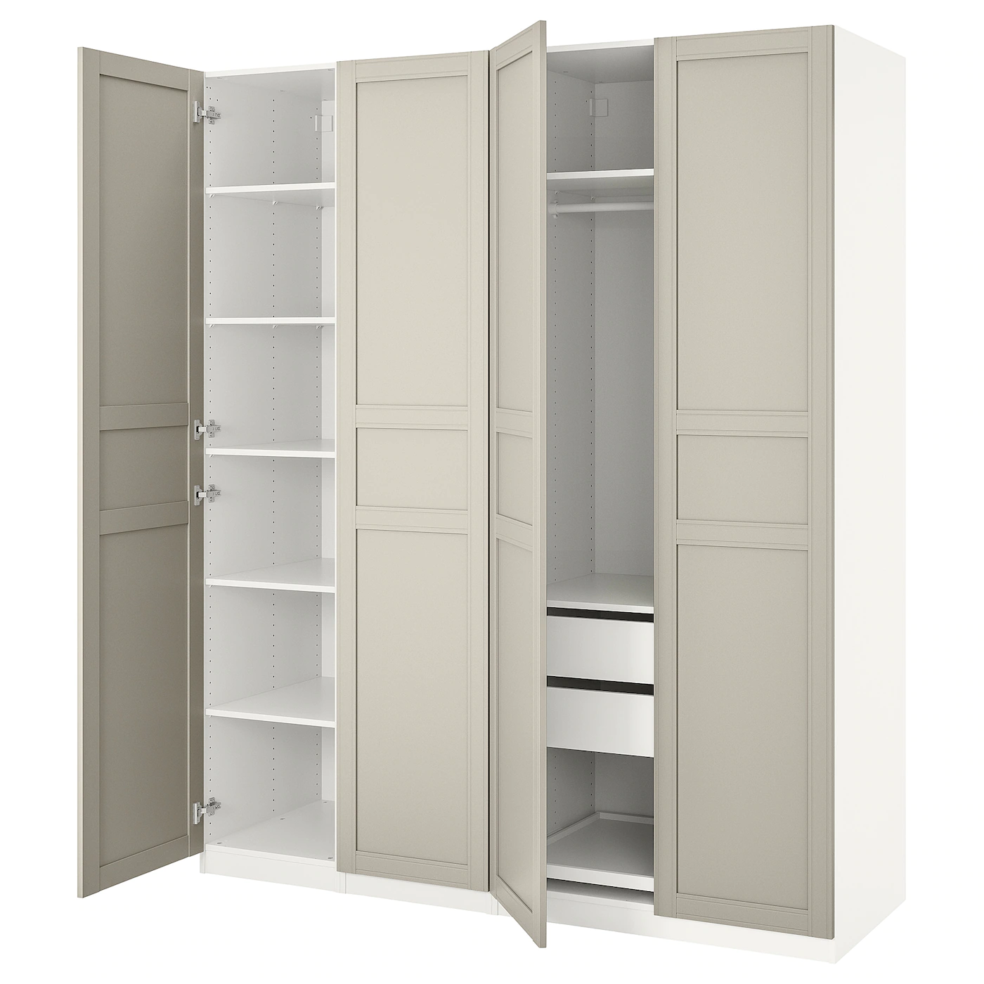 IKEA PAX Wardrobe White/Flisberget Light Beige 78 3/4x23 5/8x93 1/8 "