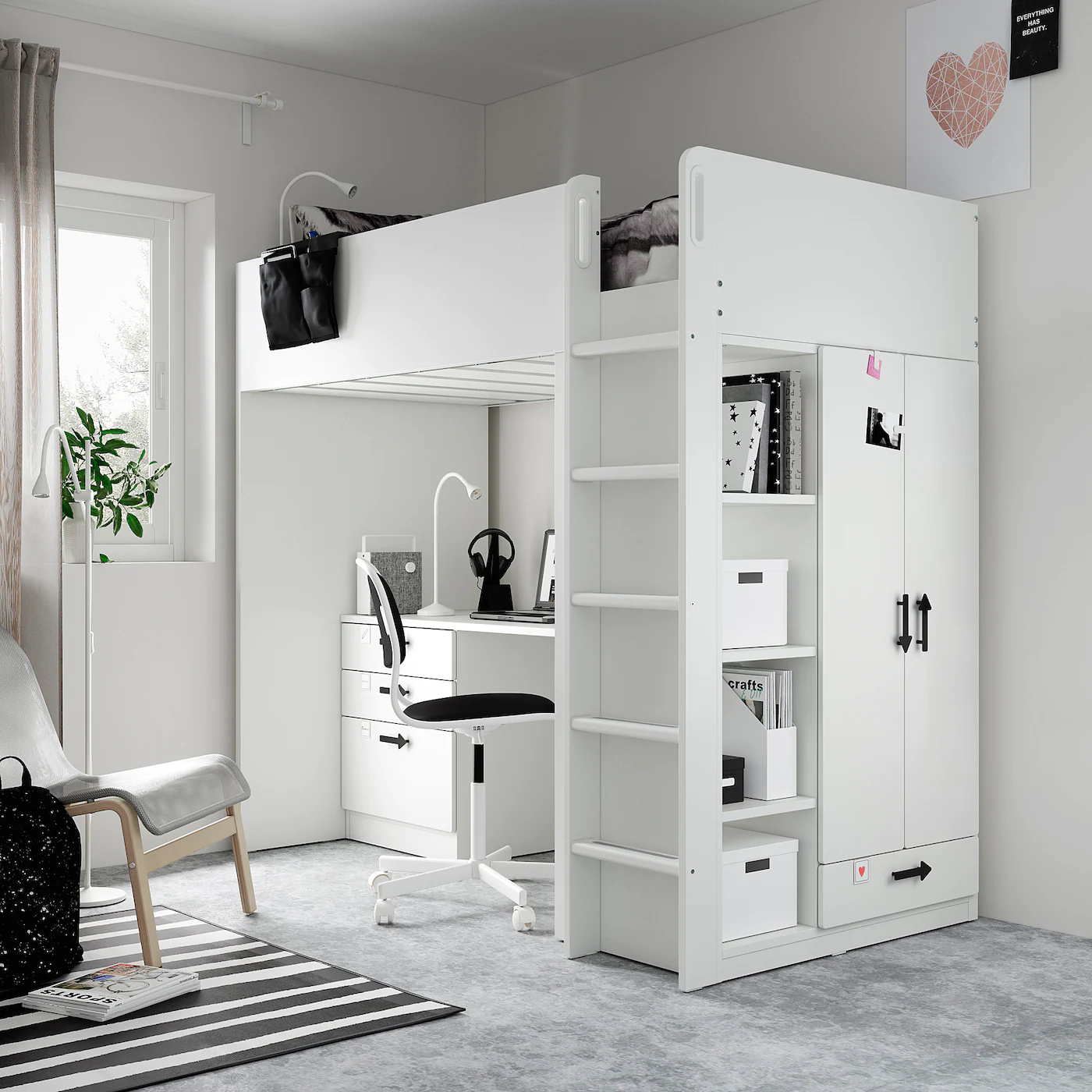 IKEA SMÅSTAD Loft Bed White White/with Desk With 4 Drawers Twin 7 IKEA SMÅSTAD Loft Bed White White/with Desk With 4 Drawers Twin - Image 5