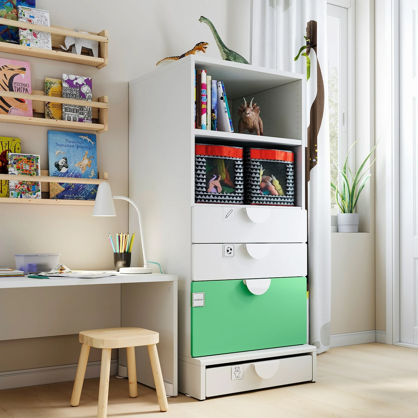 IKEA SMÅSTAD / UPPFÖRA Bookcase White Green/with 3 Drawers 23 5/8x24 3/4x53 1/2 " 4 IKEA SMÅSTAD / UPPFÖRA Bookcase White Green/with 3 Drawers 23 5/8x24 3/4x53 1/2 " - Image 2