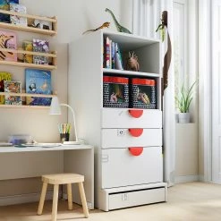 IKEA SMÅSTAD / UPPFÖRA Bookcase White White/with 3 Drawers 23 5/8x24 3/4x53 1/2 " -Ikea Storage solution systems Sales smastad uppfoera bookcase white white with 3 drawers 0936885 pe793450 s5