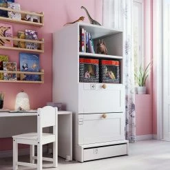 IKEA SMÅSTAD / UPPFÖRA Bookcase White With Frame/with 2 Drawers 23 5/8x24 3/4x53 1/2 " -Ikea Storage solution systems Sales smastad uppfoera bookcase white with frame with 2 drawers 0936884 pe793451 s5
