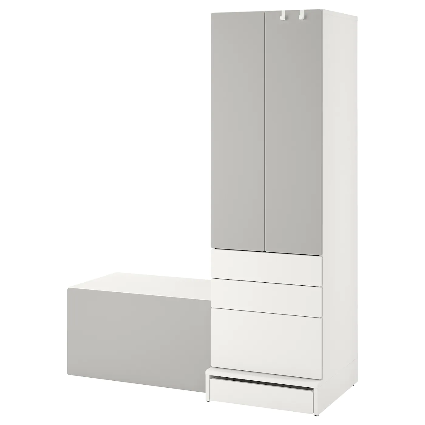 IKEA SMÅSTAD / UPPFÖRA Storage Combination White Gray/with Bench 59x24 3/4x77 1/8 "