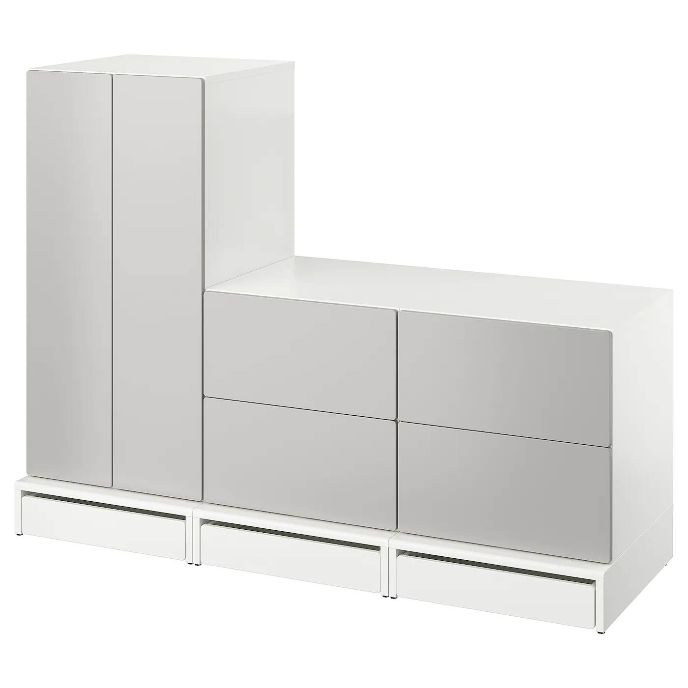 IKEA SMÅSTAD / UPPFÖRA Wardrobe White Gray/with 2 Chests Of Drawers 70 7/8x22 1/2x53 1/2 "