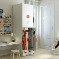 IKEA SMÅSTAD / UPPFÖRA Wardrobe White Pale Pink/with 2 Clothes Rails 23 5/8x24 3/4x77 1/8 " -Ikea Storage solution systems Sales smastad uppfoera wardrobe white pale pink with 2 clothes rails 0936492 pe793266 s5