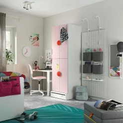 IKEA SMÅSTAD / UPPFÖRA Wardrobe White Pale Pink/with 2 Clothes Rails 23 5/8x24 3/4x77 1/8 " -Ikea Storage solution systems Sales smastad uppfoera wardrobe white pale pink with 2 clothes rails 0940344 pe794927 s5