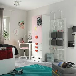 IKEA SMÅSTAD / UPPFÖRA Wardrobe White Pale Pink/with 3 Drawers 23 5/8x24 3/4x77 1/8 " -Ikea Storage solution systems Sales smastad uppfoera wardrobe white pale pink with 3 drawers 0939297 pe794513 s5