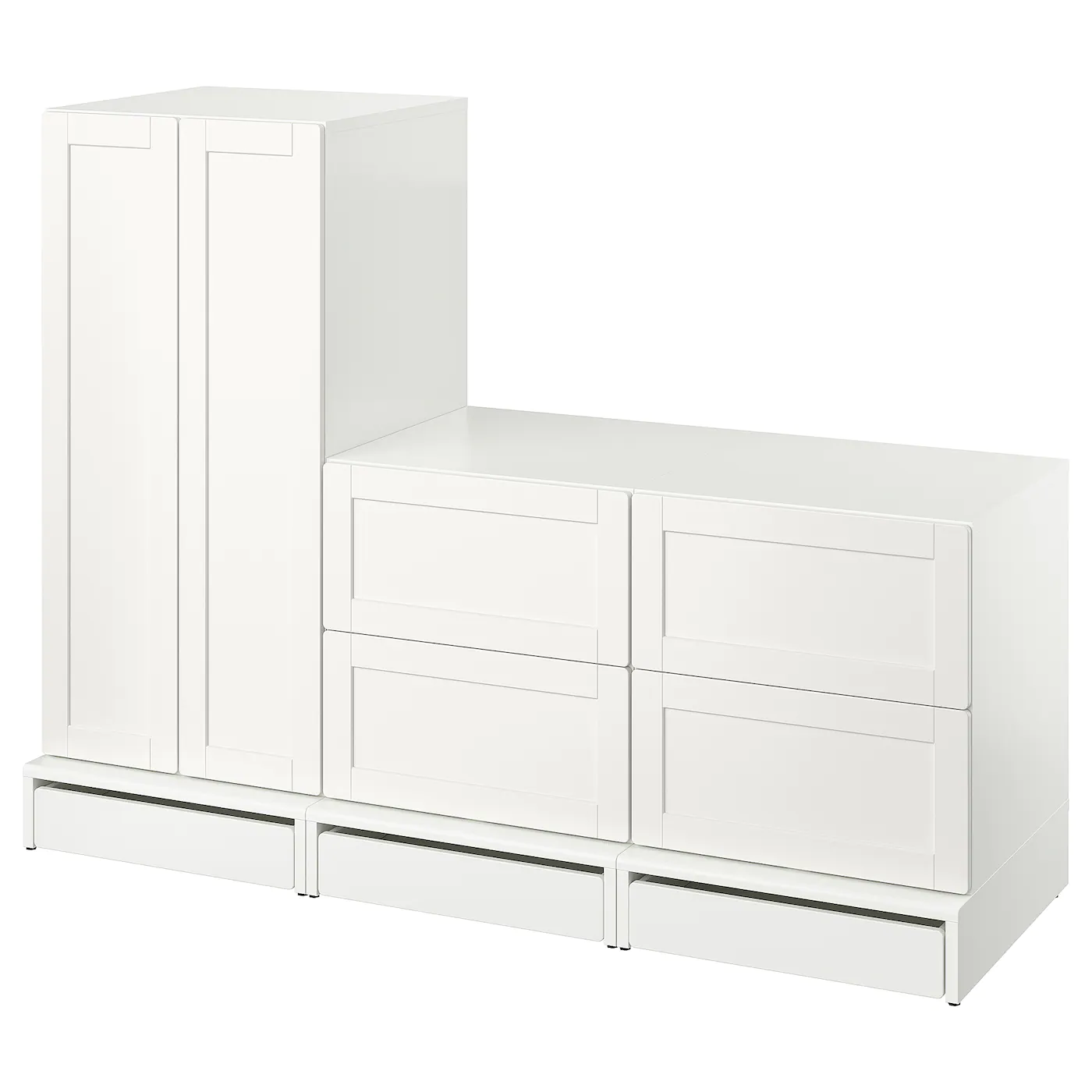 IKEA SMÅSTAD / UPPFÖRA Wardrobe White With Frame/with 2 Chests Of Drawers 70 7/8x22 1/2x53 1/2 "
