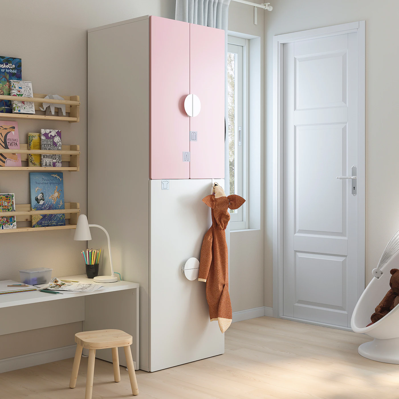 IKEA SMÅSTAD Wardrobe With Pullout Unit White Pale Pink/with Clothing Rod 23 5/8x22 1/2x77 1/8 " 5 IKEA SMÅSTAD Wardrobe With Pullout Unit White Pale Pink/with Clothing Rod 23 5/8x22 1/2x77 1/8 " - Image 3
