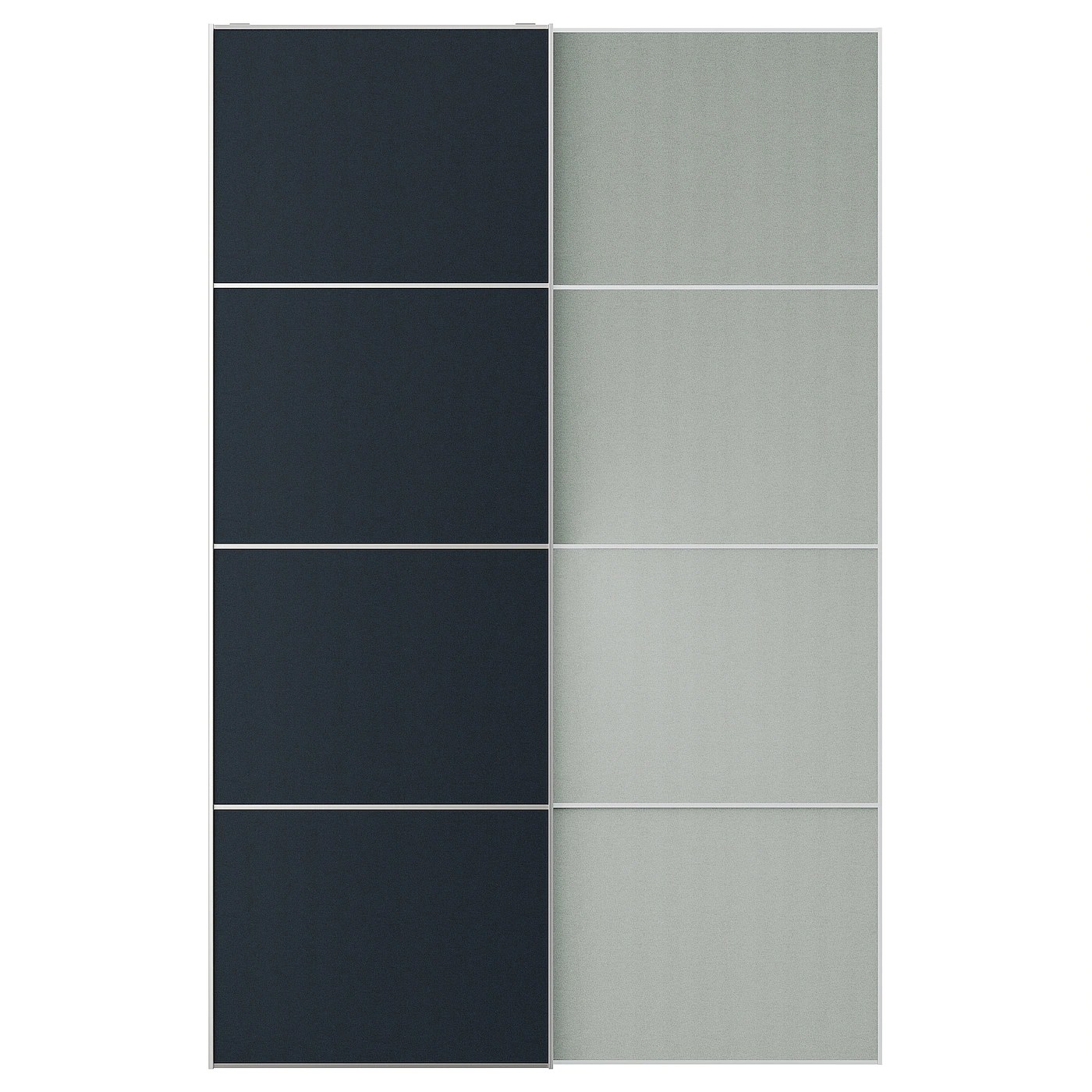 IKEA TJODALYNG Pair Of Sliding Doors Light Green/dark Blue 59x92 7/8 "